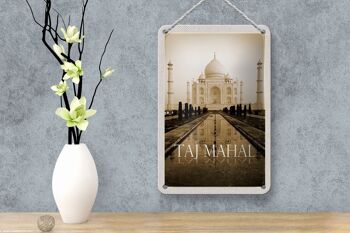 Plaque en étain voyage 12x18cm Inde noir blanc décoration Taj Mahal 4