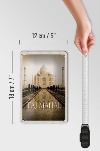 Plaque en étain voyage 12x18cm Inde noir blanc décoration Taj Mahal 5