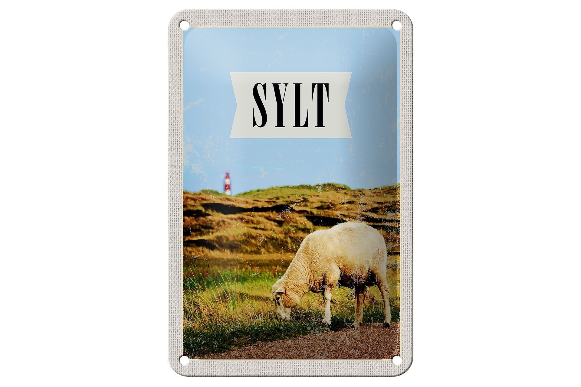 Targa in metallo da viaggio 12x18 cm Sylt City Holiday Destination Prato Holiday Sign