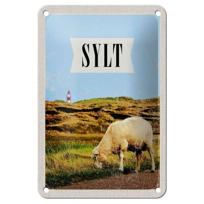 Blechschild Reise 12x18cm Sylt Stadt Urlaubsziel Wiese Urlaub Schild