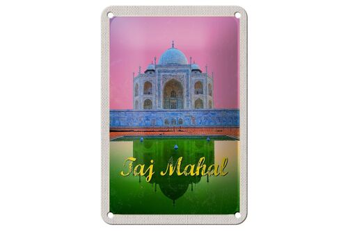 Blechschild Reise 12x18cm Indien Asien Taj Mahal Agra Yamuna Schild