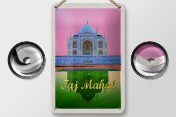 Signe de voyage en étain, 12x18cm, inde, asie, Taj Mahal, Agra, Yamuna 2