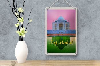 Signe de voyage en étain, 12x18cm, inde, asie, Taj Mahal, Agra, Yamuna 4