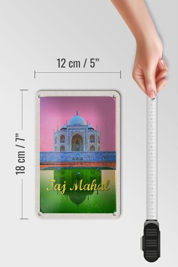 Signe de voyage en étain, 12x18cm, inde, asie, Taj Mahal, Agra, Yamuna 5