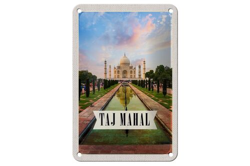 Blechschild Reise 12x18cm Indien Taj Mahal Agra Garten Bäume Schild