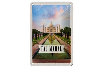 Panneau de voyage en étain, 12x18cm, inde, Taj Mahal, Agra, panneau d'arbres de jardin 1
