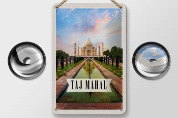 Panneau de voyage en étain, 12x18cm, inde, Taj Mahal, Agra, panneau d'arbres de jardin 2