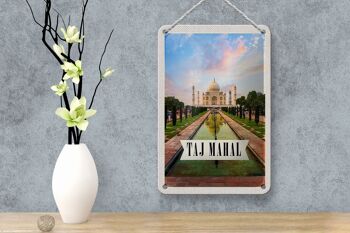 Panneau de voyage en étain, 12x18cm, inde, Taj Mahal, Agra, panneau d'arbres de jardin 4