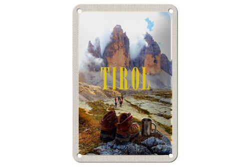 Blechschild Reise 12x18cm Tirol Wanderung Schuhe Gebirge Schild