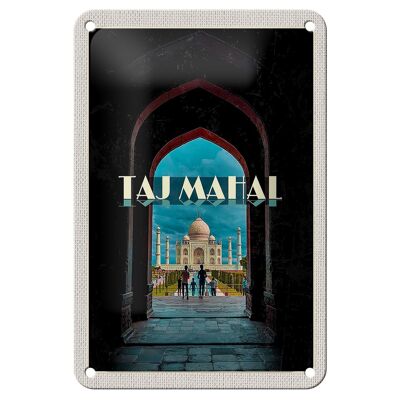 Targa in metallo da viaggio 12x18 cm India Taj Mahal Persone Musulmane Segno