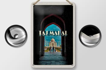 Signe de voyage en étain, 12x18cm, inde, Taj Mahal, panneau musulman 2