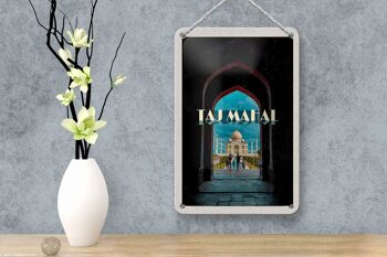 Signe de voyage en étain, 12x18cm, inde, Taj Mahal, panneau musulman 4