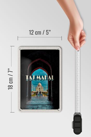 Signe de voyage en étain, 12x18cm, inde, Taj Mahal, panneau musulman 5