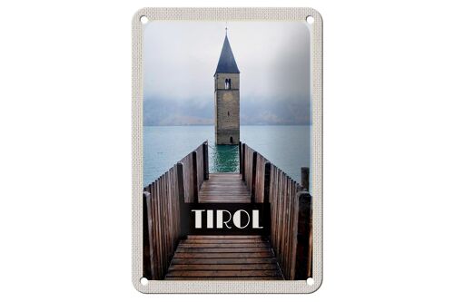 Blechschild Reise 12x18cm Tirol Österreich Kirchenturm Dekoration