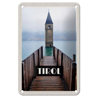 Cartel de chapa de viaje 12x18cm Tirol Austria decoración de la torre de la iglesia