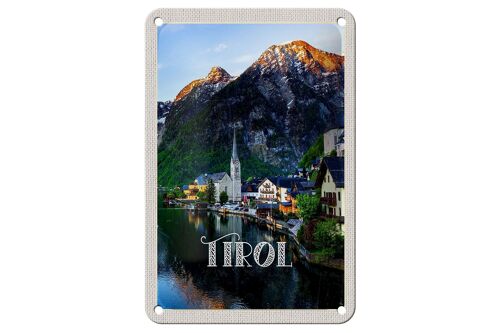 Blechschild Reise 12x18cm Tirol Stadt am Wasser Gebirge Dekoration