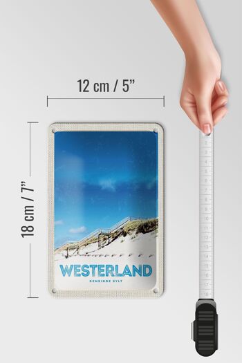 Panneau de voyage en étain, 12x18cm, panneau de passerelle de plage Westerland Sylt 5