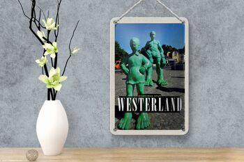 Signe en étain de voyage 12x18cm, Sculpture Westerland, signe géant de voyage 4