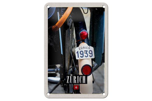 Blechschild Reise 12x18cm Zürich Fahrrad 1939 Europa Dekoration