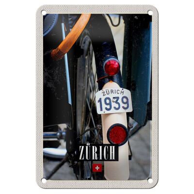 Blechschild Reise 12x18cm Zürich Fahrrad 1939 Europa Dekoration