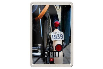 Signe en étain voyage 12x18cm, vélo de Zurich 1939, décoration européenne 1