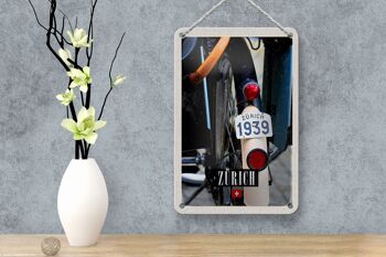 Signe en étain voyage 12x18cm, vélo de Zurich 1939, décoration européenne 4