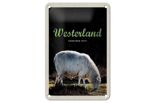 Blechschild Reise 12x18cm Westerland Natur Tiere Schafe Wiese Schild