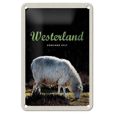 Blechschild Reise 12x18cm Westerland Natur Tiere Schafe Wiese Schild
