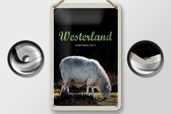 Panneau de voyage en étain, 12x18cm, Westerland, animaux naturels, mouton, prairie 2
