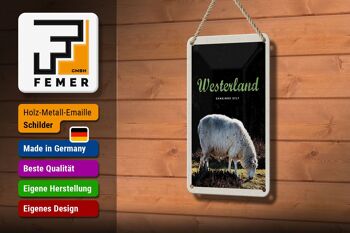 Panneau de voyage en étain, 12x18cm, Westerland, animaux naturels, mouton, prairie 3