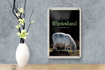 Panneau de voyage en étain, 12x18cm, Westerland, animaux naturels, mouton, prairie 4