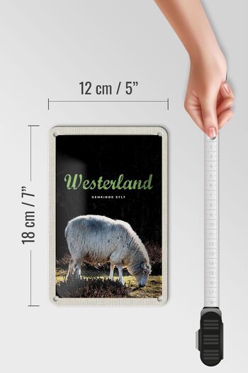 Panneau de voyage en étain, 12x18cm, Westerland, animaux naturels, mouton, prairie 5