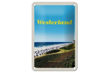 Panneau en étain voyage 12x18cm, panneau de chaises de plage, plage, mer, Westerland 1