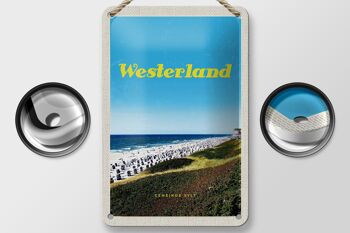 Panneau en étain voyage 12x18cm, panneau de chaises de plage, plage, mer, Westerland 2