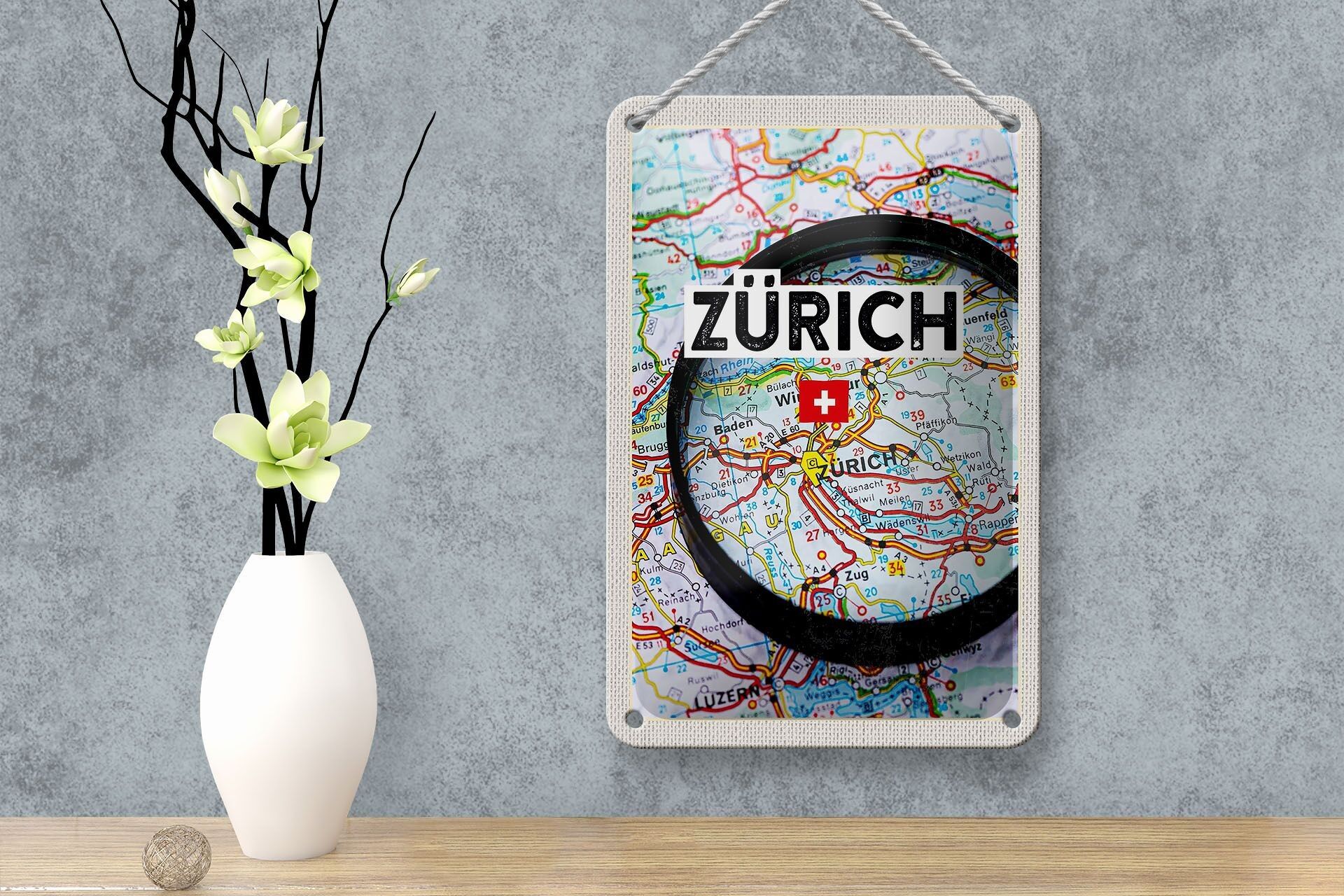 Buy wholesale Tin sign travel 12x18cm Zurich Switzerland map