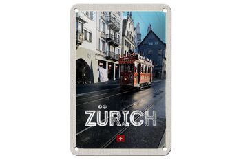 Panneau de voyage en étain, 12x18cm, Zurich, suisse, Jelmoli Tram 1