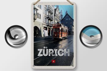 Panneau de voyage en étain, 12x18cm, Zurich, suisse, Jelmoli Tram 2