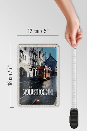 Panneau de voyage en étain, 12x18cm, Zurich, suisse, Jelmoli Tram 5