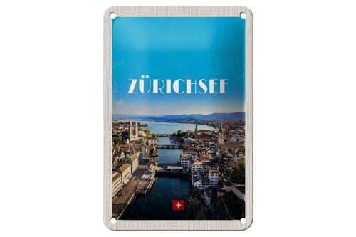 Blechschild Reise 12x18cm Zürich Ausblick auf die Stadt Urlaub Schild