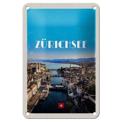 Blechschild Reise 12x18cm Zürich Ausblick auf die Stadt Urlaub Schild