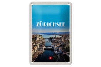 Panneau en tôle voyage 12x18cm Zurich vue sur la ville panneau de vacances 1