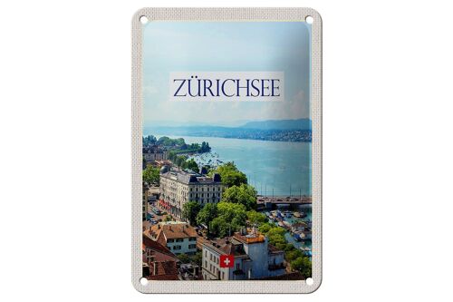 Blechschild Reise 12x18cm Schweiz Zürichsee Wald Stadt Gebirge Schild