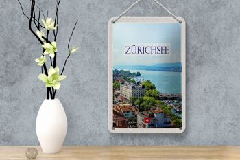 Panneau de voyage en étain, 12x18cm, suisse, lac, Zurich, forêt, ville, montagnes 4