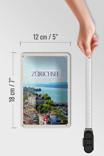 Panneau de voyage en étain, 12x18cm, suisse, lac, Zurich, forêt, ville, montagnes 5