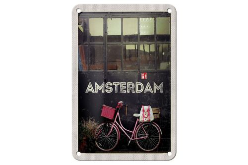 Blechschild Reise 12x18cm Amsterdam Stadt Fahrrad Natur zu Fuß Schild