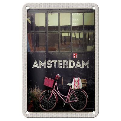 Targa in metallo da viaggio 12x18 cm Amsterdam City Bicycle Nature Walking Sign