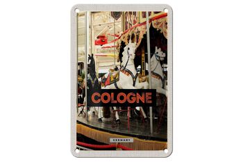 Panneau de voyage en étain, 12x18cm, Cologne, allemagne, carrousel de chevaux, panneau amusant 1