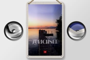 Panneau de voyage en étain, 12x18cm, Zurich, suisse, lac de Zurich, panneau de vacances naturel 2