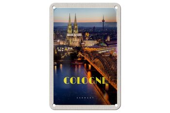 Panneau de voyage en étain 12x18cm, panneau de la cathédrale du pont avec vue sur la ville de Cologne 1
