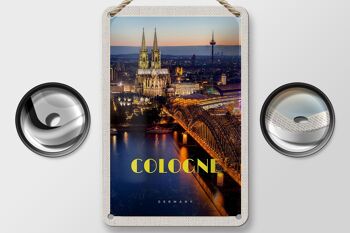 Panneau de voyage en étain 12x18cm, panneau de la cathédrale du pont avec vue sur la ville de Cologne 2